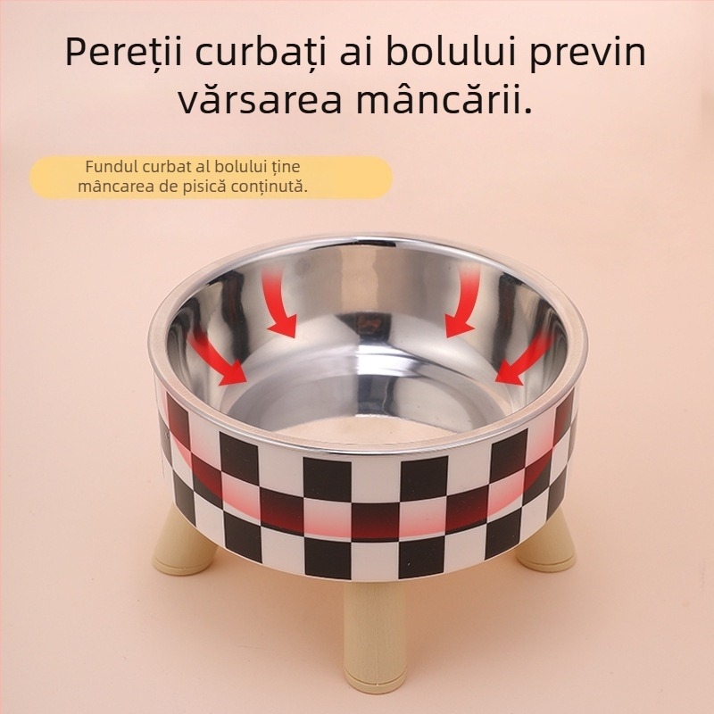 Bol înalt pentru animale de companie, detașabil și lavabil, din oțel inoxidabil, pentru câini, bol pentru pisici, bol Polo Dot, bazin pentru hrană pentru câini, bol cu apă, ustensile pentru hrană, articole pentru animale de companie
