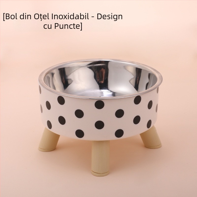 Bol înalt pentru animale de companie, detașabil și lavabil, din oțel inoxidabil, pentru câini, bol pentru pisici, bol Polo Dot, bazin pentru hrană pentru câini, bol cu apă, ustensile pentru hrană, articole pentru animale de companie