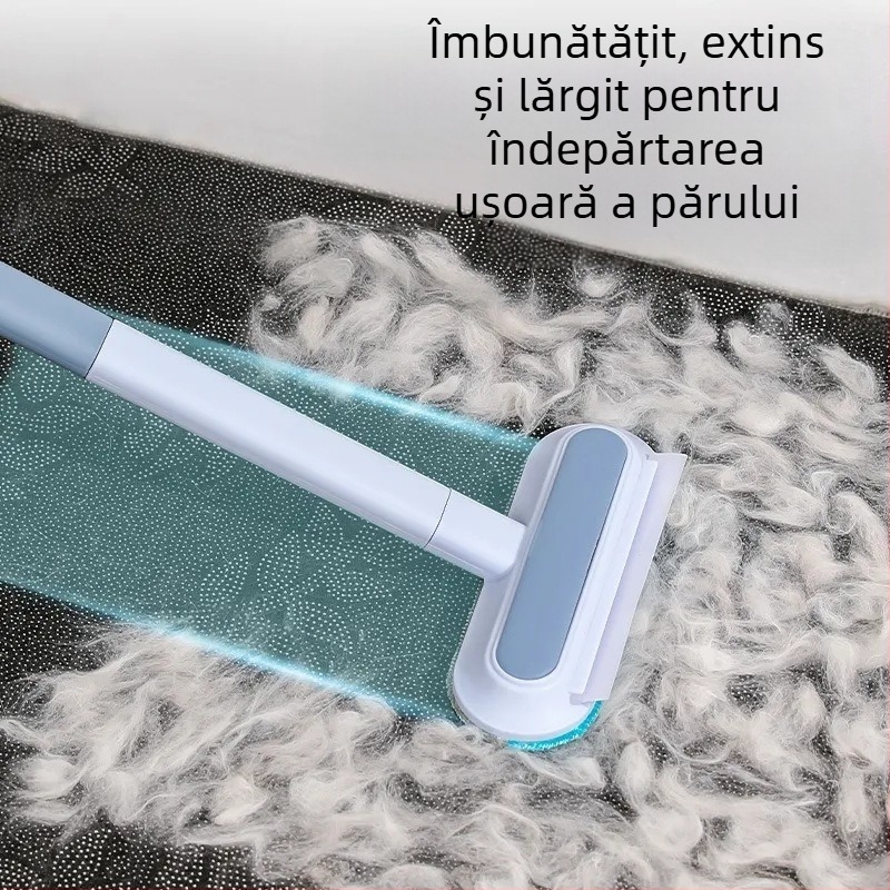 Perie de îndepărtare a părului multifuncțională pentru animale de companie, tijă lungă, față-verso, canapea, covor, răzuire, curățare, mătură electrostatică artefactă