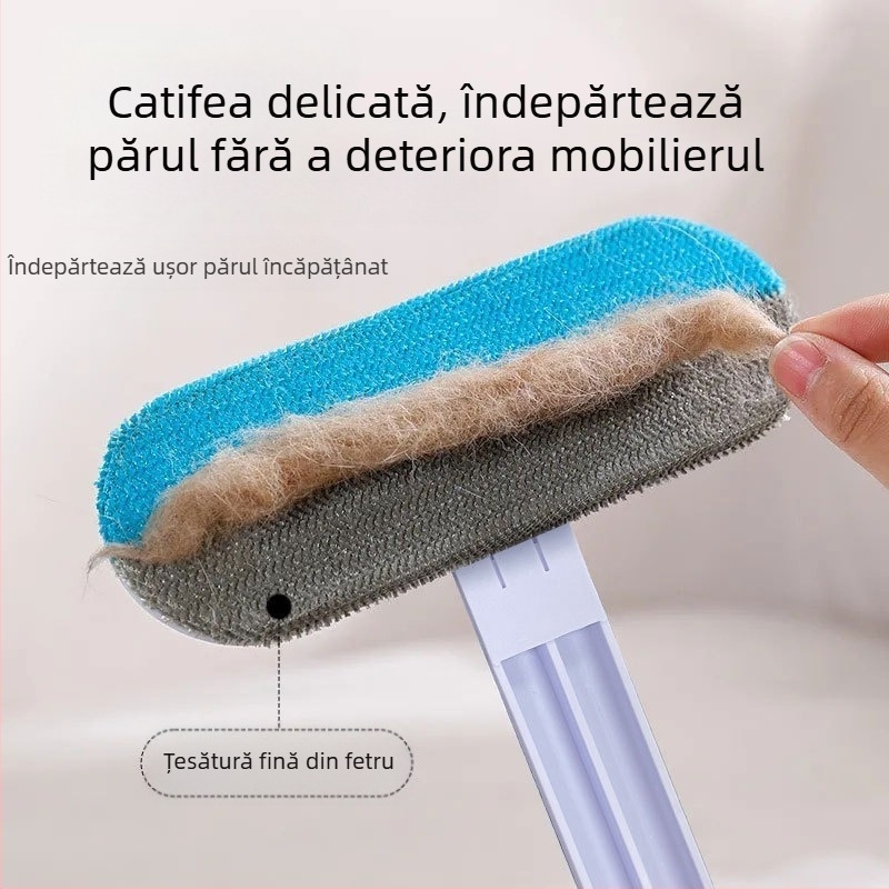 Perie de îndepărtare a părului multifuncțională pentru animale de companie, tijă lungă, față-verso, canapea, covor, răzuire, curățare, mătură electrostatică artefactă