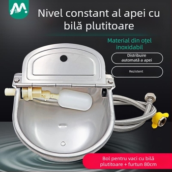 Bol cu apă pentru vaci, pentru reproducere veterinară, mare, din oțel inoxidabil, 80 cm, pachet de țevi de apă, cu bilă plutitoare, bol îngroșat, apă pentru vaci și cai