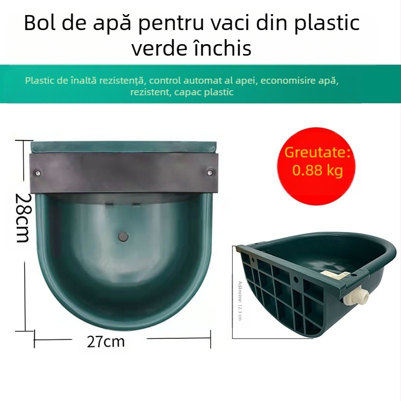 Bol cu apă pentru vaci, pentru reproducere veterinară, mare, din oțel inoxidabil, 80 cm, pachet de țevi de apă, cu bilă plutitoare, bol îngroșat, apă pentru vaci și cai