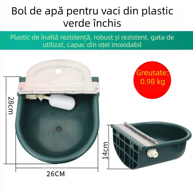 Bol cu apă pentru vaci, pentru reproducere veterinară, mare, din oțel inoxidabil, 80 cm, pachet de țevi de apă, cu bilă plutitoare, bol îngroșat, apă pentru vaci și cai