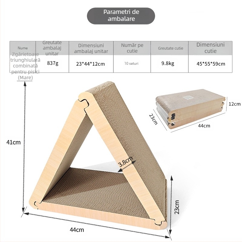 Placă de zgâriat triunghiulară pliabilă standard pentru pisici, en-gros, cu 6 fețe, disponibilă în hârtie ondulată Amazon