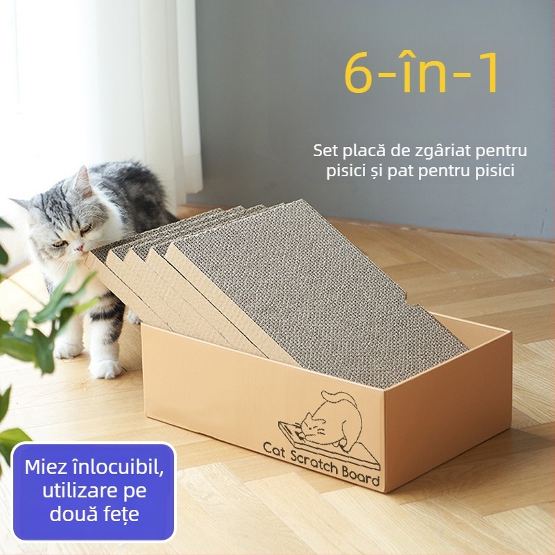 Placă de zgâriat transfrontalieră cu desene animate fierbinți, hârtie ondulată, costum de jucărie pentru pisici cu gaură convenabilă, protecție a mediului