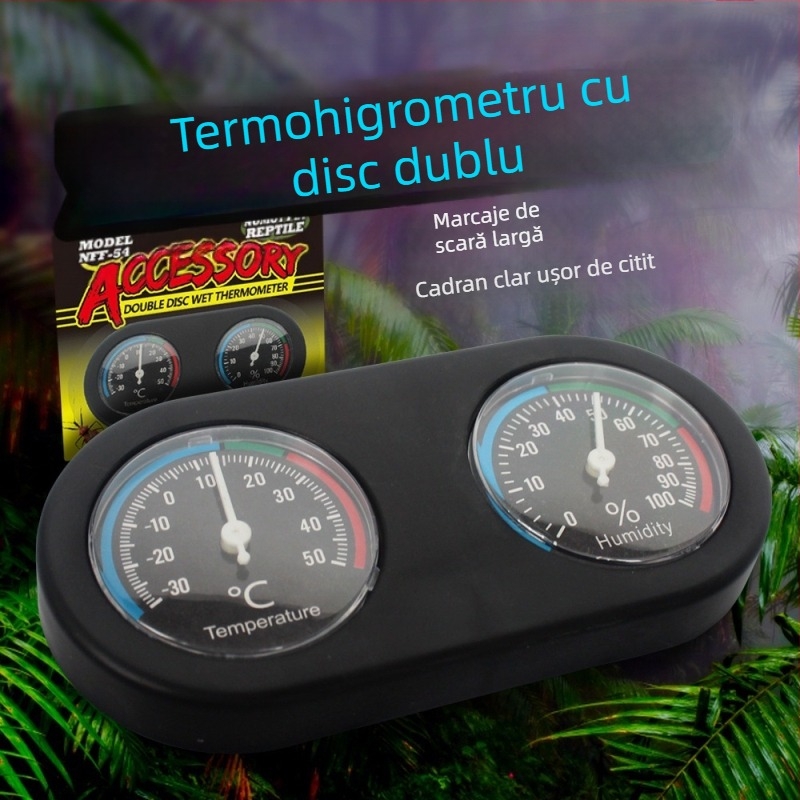 Nuomo cu dublă placă pentru măsurarea temperaturii și umidității, cutie pentru broaște țestoase, cutie de hrănire pentru șopârle negre, cutie de cățărat pentru animale de companie, termometru pentru păianjeni târâtori, accesorii