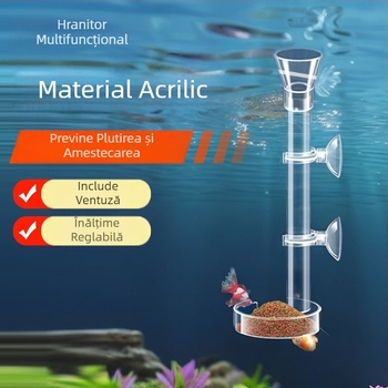 Hrană pentru pești, alimentator pentru acvariu, acril, tub de hrănire cu punct fix mic, dispozitiv de hrănire anti-drift, scufundare, tub de hrănire pentru acvariu