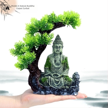 Acvariu rășină artificială ornamente decorative de amenajare a teritoriului rezervor de pește statuie antică Buddha stâncărie piatră statuie peisaj micro-peisaj rezervor de pește amenajare a teritoriului