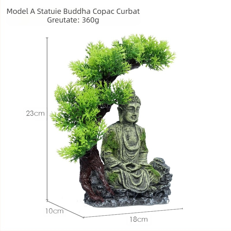 Acvariu rășină artificială ornamente decorative de amenajare a teritoriului rezervor de pește statuie antică Buddha stâncărie piatră statuie peisaj micro-peisaj rezervor de pește amenajare a teritoriului