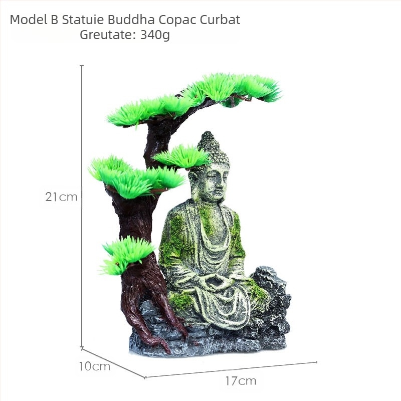 Acvariu rășină artificială ornamente decorative de amenajare a teritoriului rezervor de pește statuie antică Buddha stâncărie piatră statuie peisaj micro-peisaj rezervor de pește amenajare a teritoriului