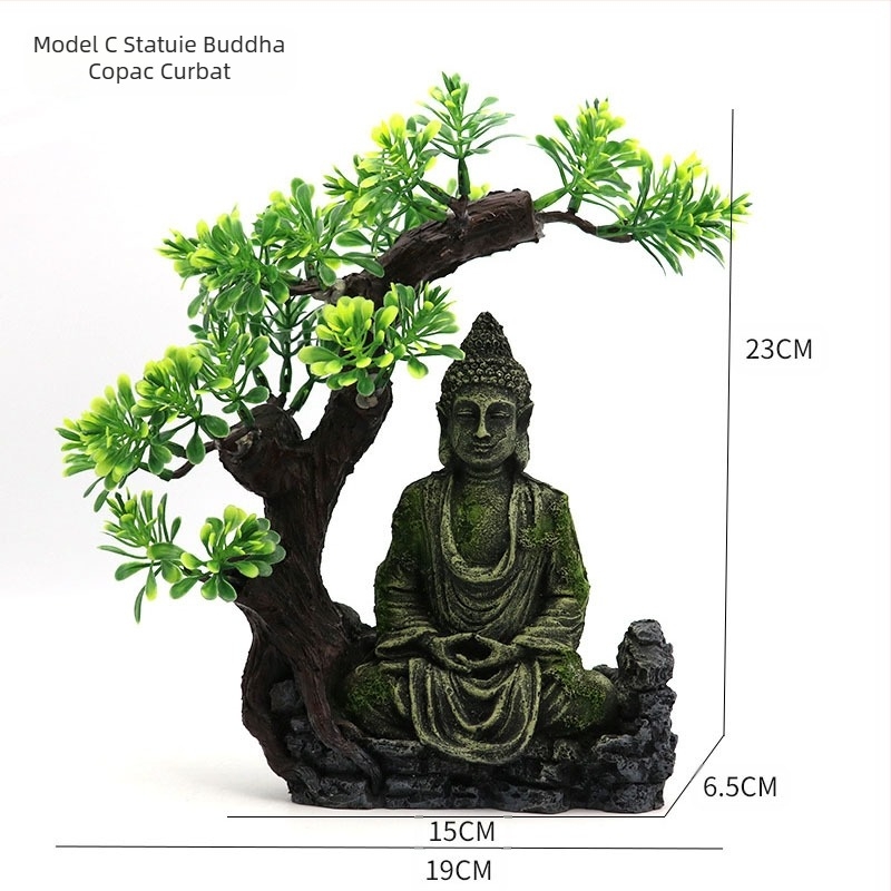 Acvariu rășină artificială ornamente decorative de amenajare a teritoriului rezervor de pește statuie antică Buddha stâncărie piatră statuie peisaj micro-peisaj rezervor de pește amenajare a teritoriului