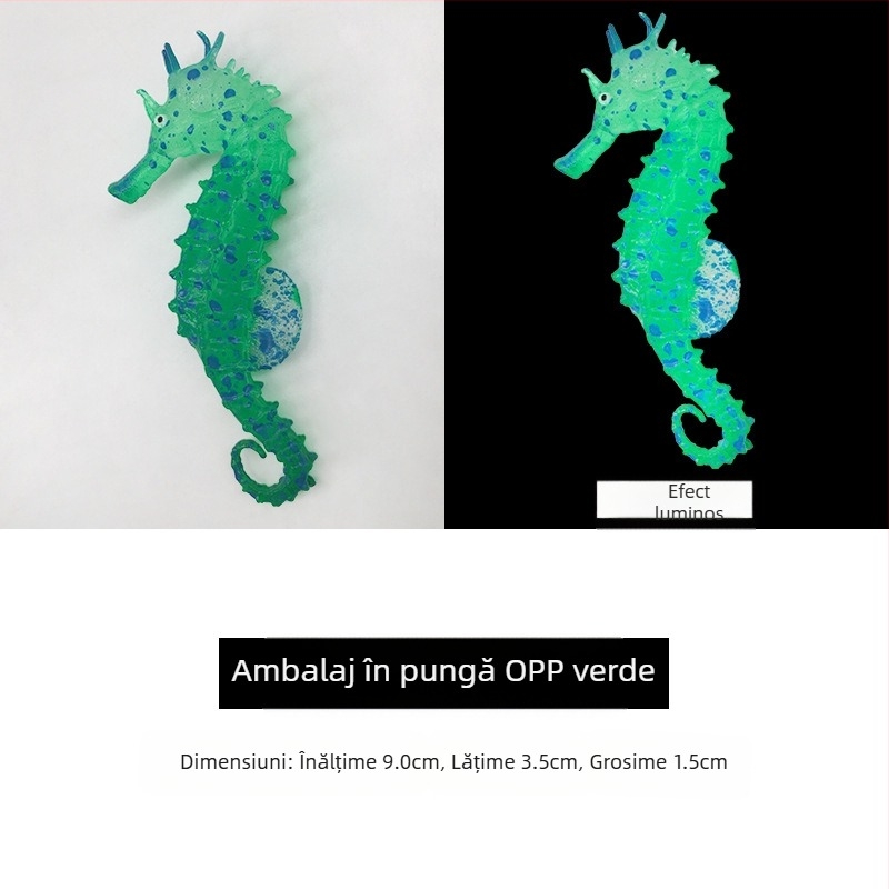 Decorațiuni de amenajare a teritoriului pentru acvarii, cal de mare artificial luminos, peisaj pentru acvariu, cal de mare fluorescent artificial din silicon, en-gros