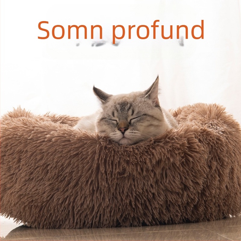 Plasă lungă de pluș, rotundă roșie, pentru pisici, cușcă pentru câini, pentru toamnă și iarnă, saltea caldă, Teddy Corgi, pat pentru câini, articole pentru animale de companie, en-gros