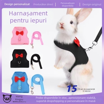 Ham de iepure Amazon pentru porc de Guineea, lesă pentru animale de companie mici, ham stil vestă pentru câini