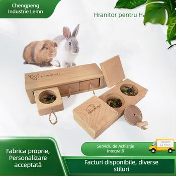 Hrănitoare din lemn pentru hamster, farfurie ascunsă pentru gustare, hamster din lemn masiv, jucărie pentru hrană, hrănitoare specială transfrontalieră