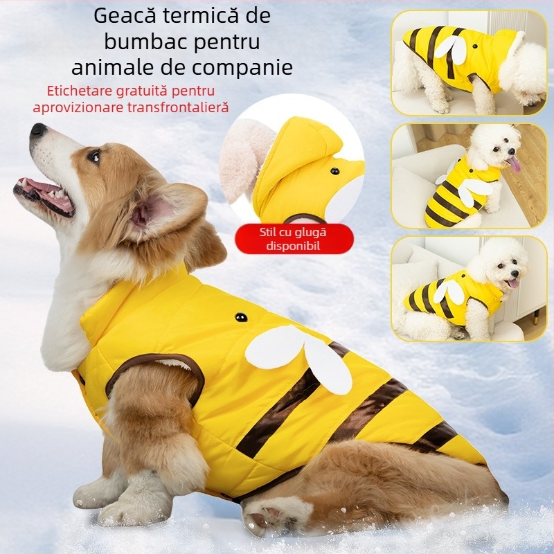 Haine pentru câini transfrontaliere, haine de bumbac pentru toamnă și iarnă, veste integrate pentru piept și spate, veste, câini de talie mică, haine pentru animale de companie Corgi Bee