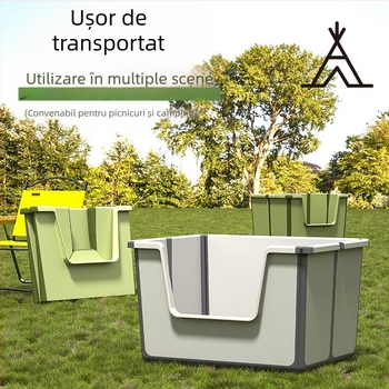 Toaletă pliabilă deschisă pentru pisici, anti-stropire, bazin de așternut pentru pisici, ușor de curățat, pliabilă, cu spațiu mare, pentru pisici