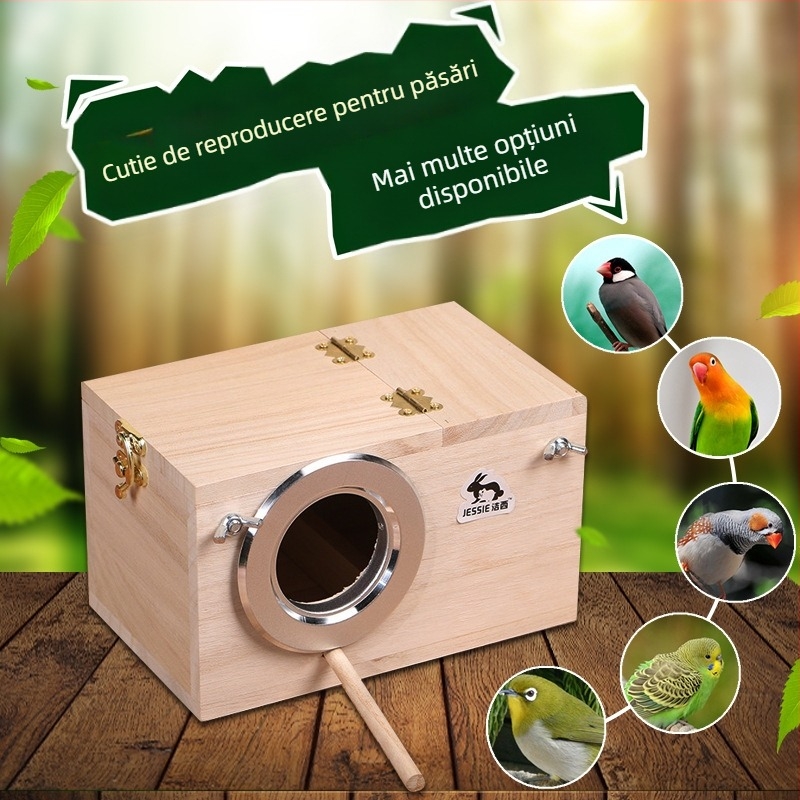 Cuib de pasăre cutie de reproducere a păsărilor, piele de tigru, casă pentru păsări, lemn de tung, versiune verticală, cutie de reproducere, colivie pentru păsări, provizii, cutie cuib, cutie de incubație în aer liber