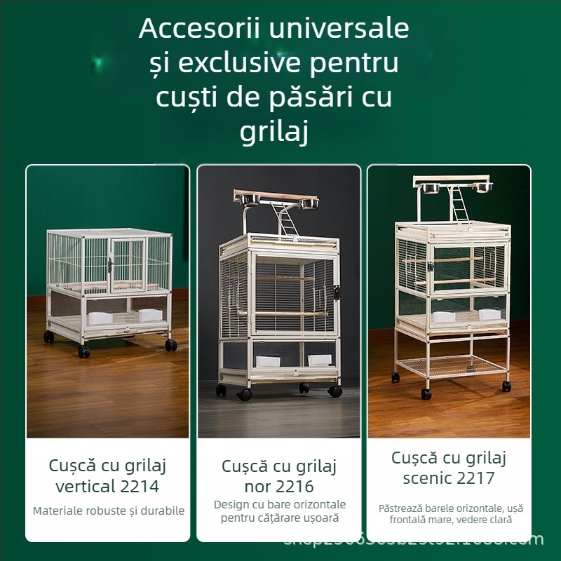 Accesorii pentru colivie de papagal Miyagi, rack de depozitare Daquan Top, stație de scripeți, tijă, cutie pentru alimente, panou transparent, deflector exclusiv