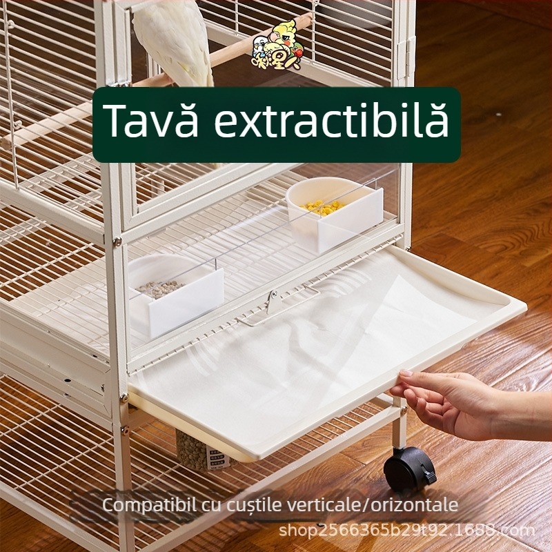 Accesorii pentru colivie de papagal Miyagi, rack de depozitare Daquan Top, stație de scripeți, tijă, cutie pentru alimente, panou transparent, deflector exclusiv
