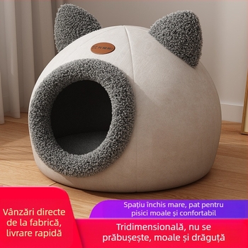 Casa de pisică închisă, cuib de pisică, iarna caldă, canisa Pomei, cuib de câine mic, pat de dormit pentru pisici, pat de pisică