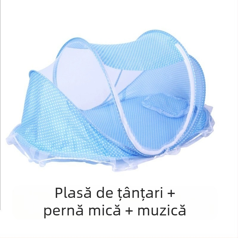 Plasă de țânțari pliabilă pentru copii K, cu pernă de dormit, plasă de țânțari, pat, set de trei piese, muzică, producători de plase de țânțari pentru copii de 0-3 ani