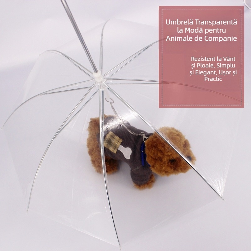 Produs nou Comandă rapidă Teddy pentru câini de talie mică cu lanț de tracțiune pentru câini Umbrelă pentru plimbări cu câini Umbrelă pentru animale de companie Pelerina de ploaie pentru câini Poncho