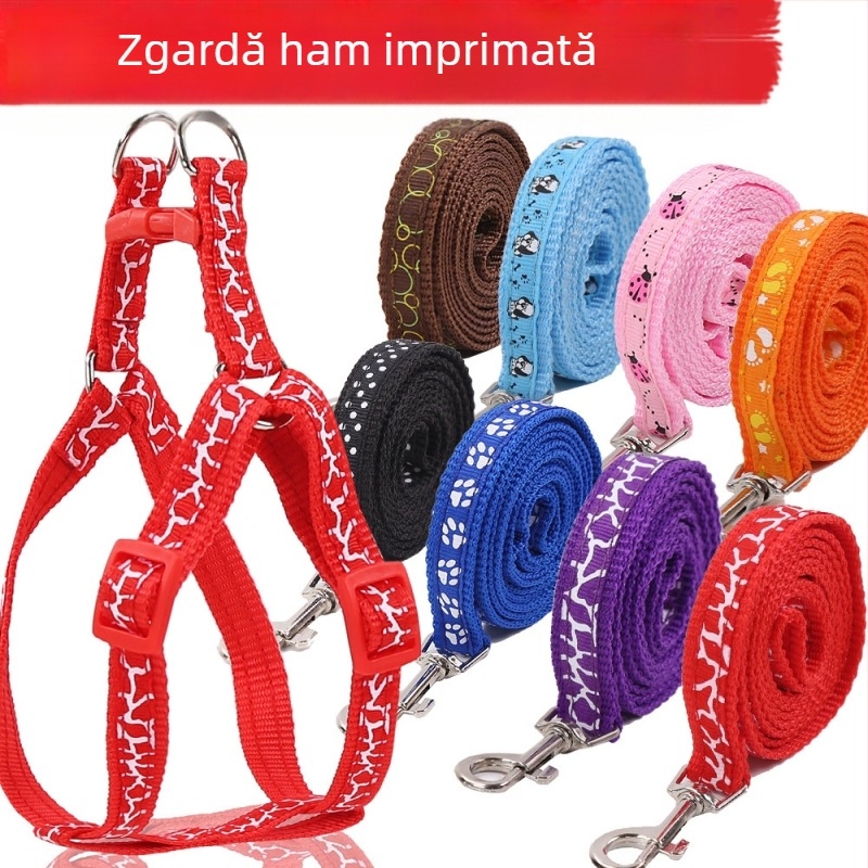 Lesă pentru pisici, lesă pentru câini, lesă pentru plimbări cu animale de companie, lesă anti-pierdere pentru piept și spate, reglabilă pentru animale de companie