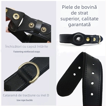 Nou din piele naturală Amazon Airtag zgardă pentru pisici poziționare Tracker zgardă pentru animale de companie strat superior din piele de vacă zgardă pentru câini