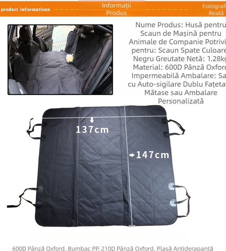 Covoraș auto pentru animale de companie Amazon, popular pentru câini, pernă de scaun auto antiderapantă impermeabilă, pentru spate, consumabile auto pentru câini