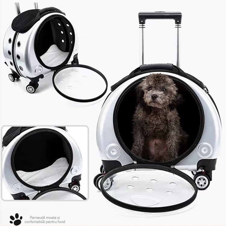 Husă de cărucior pentru animale de companie, transparentă, pentru animale de companie, portabilă în aer liber, rucsac pentru pisici, multifuncțională, capsulă spațială pentru pisici, geantă pentru pisici