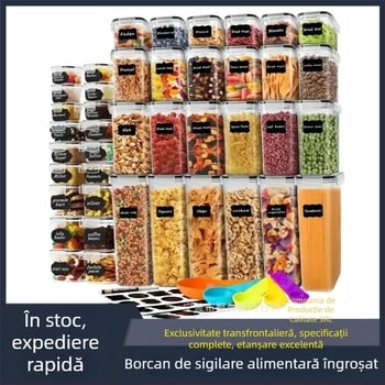 Rezervor sigilat din PP îngroșat, capacitate mare, calitate alimentară, cutie rezistentă la umiditate, găleată de depozitare transparentă