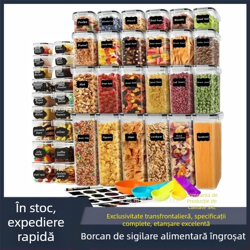 Rezervor sigilat din PP îngroșat, capacitate mare, calitate alimentară, cutie rezistentă la umiditate, găleată de depozitare transparentă