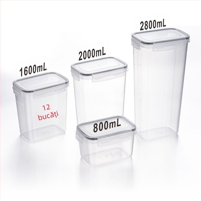 Rezervor sigilat din PP îngroșat, capacitate mare, calitate alimentară, cutie rezistentă la umiditate, găleată de depozitare transparentă