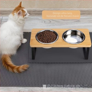 Suport creativ pentru boluri pentru pisici din lemn, alimentator pentru animale de companie, suport pentru boluri duble pentru animale de companie, suport pentru boluri din fier, suport pentru înălțimea bolurilor pentru câini