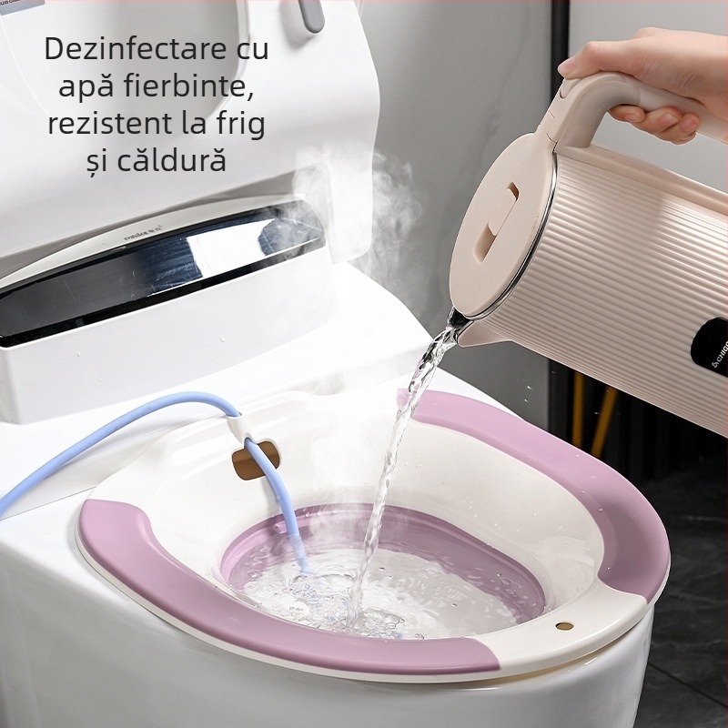 Bideu de uz casnic pliabil pentru toaletă, lavoar pentru femei însărcinate, lavoar pentru spălare cu pârți, îngroșat pentru bărbați și femei, hemoroizi, ghemuit, fără pârți, lavoar pentru curățarea cu pârți, lavoar lunar