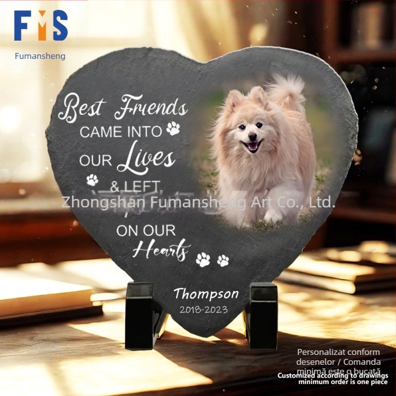 Ornamente memoriale din piatră pentru animale de companie Amazon Daifa, imagini DIY, imprimare color, ornamente memoriale pentru pisici și câini, ziua de naștere