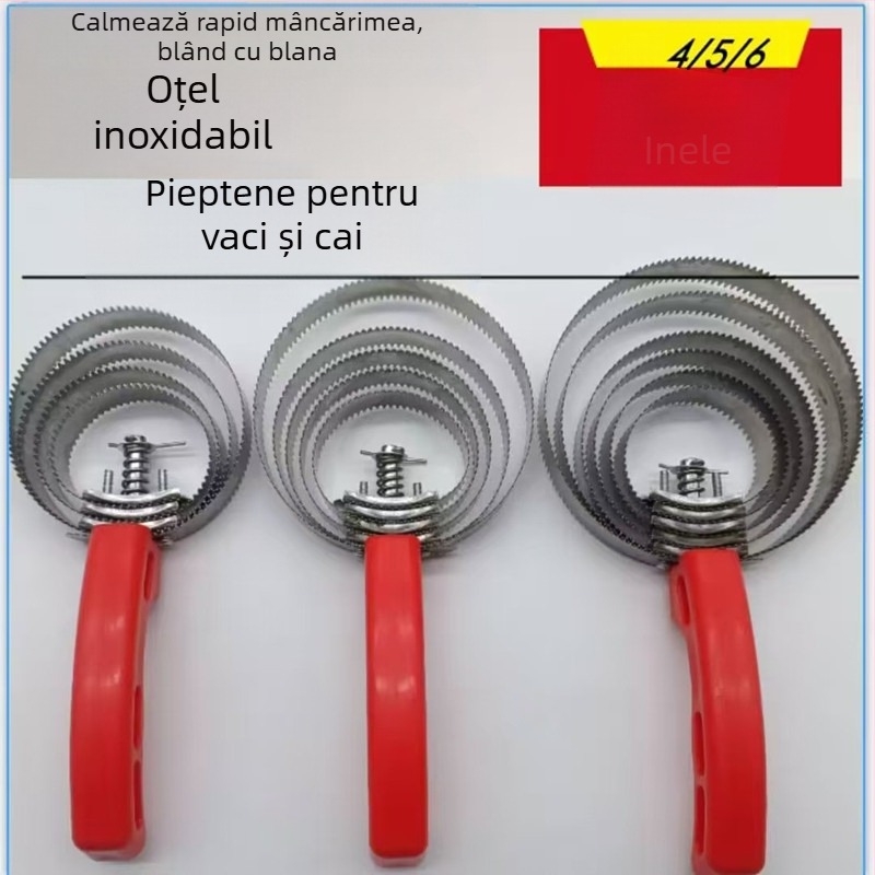 Patru, cinci și șase cercuri, pieptene zimțat, răzuitor de transpirație pentru vacă și cal, greblă anti-mâncărime, pieptene din păr de cal, scărpinat dinți, pieptene pentru animale de companie, perie de îndepărtare a părului