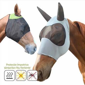 Mască anti-țânțari pentru cal, protecție solară, respirabilă, non-senzuală, pentru mască de cal, echipament anti-țânțari, articole ecvestre pentru animale de companie