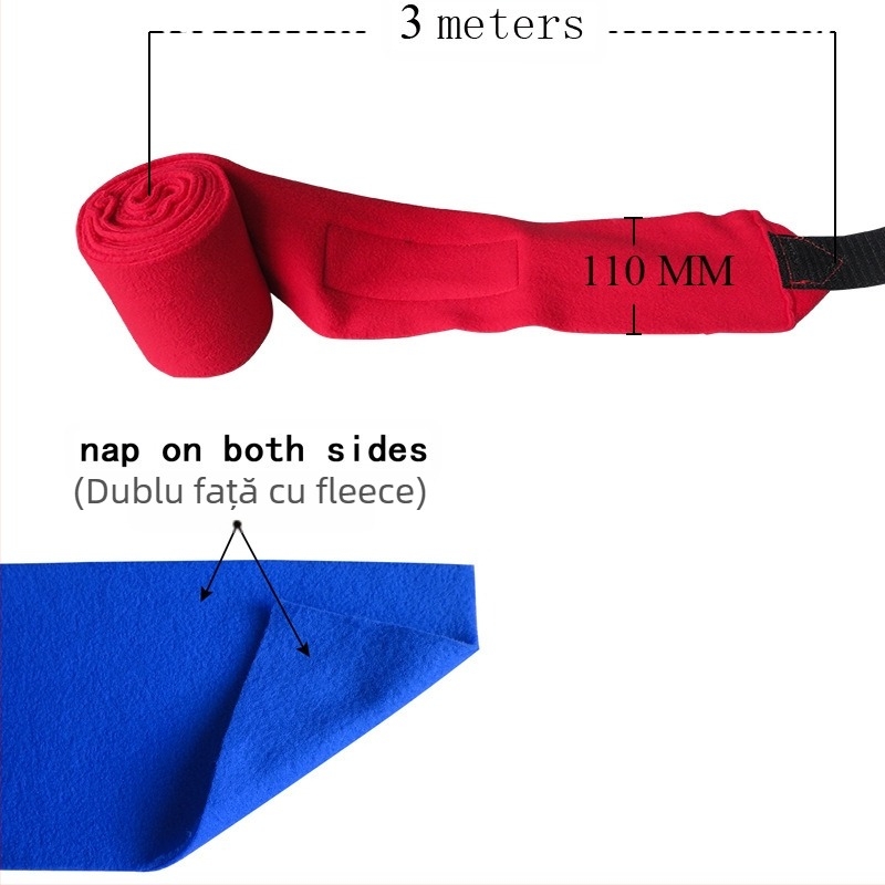Jambiere pentru cai din fleece polar cu grosime de 3 mm, catifea față-verso, 4 seturi de 11 cm lățime și 3 m lungime AC7021