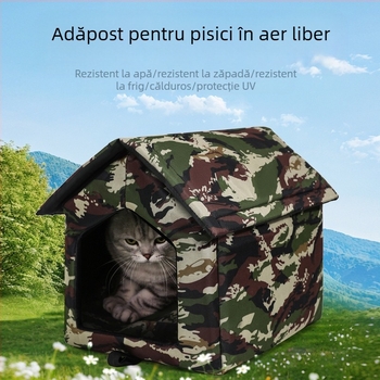 Cuib de pisică vagaboandă, cuib în aer liber, impermeabil, cuib de pisică cald, rezistent la vânt și ploaie, simplu, îngroșat, cuib de câine, pentru evitarea animalelor de companie