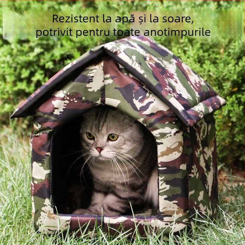 Cuib de pisică vagaboandă, cuib în aer liber, impermeabil, cuib de pisică cald, rezistent la vânt și ploaie, simplu, îngroșat, cuib de câine, pentru evitarea animalelor de companie