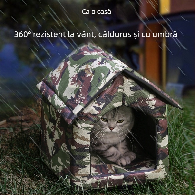 Cuib de pisică vagaboandă, cuib în aer liber, impermeabil, cuib de pisică cald, rezistent la vânt și ploaie, simplu, îngroșat, cuib de câine, pentru evitarea animalelor de companie