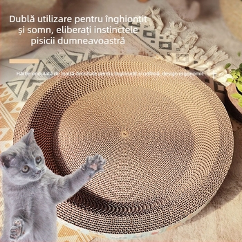 Tablă universală de zgâriat pisici pentru toate anotimpurile, cuib de pisică, bazin de zgâriat pisici extra mare, jucărie rotundă din hârtie ondulată, accesorii pentru pisici