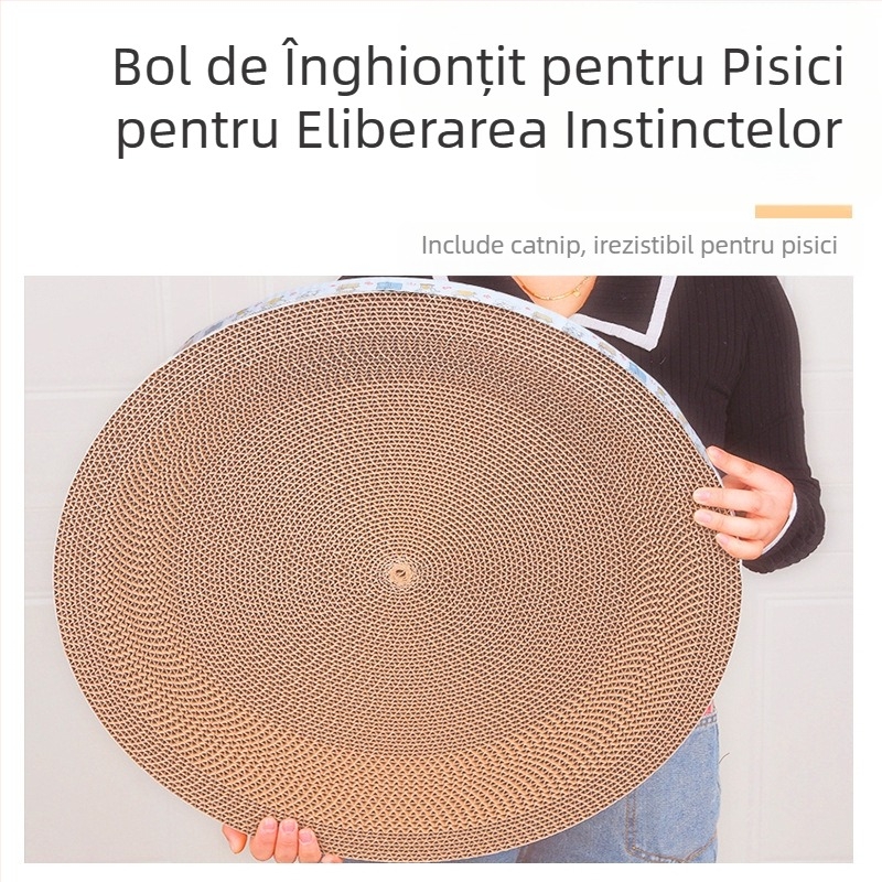 Tablă universală de zgâriat pisici pentru toate anotimpurile, cuib de pisică, bazin de zgâriat pisici extra mare, jucărie rotundă din hârtie ondulată, accesorii pentru pisici