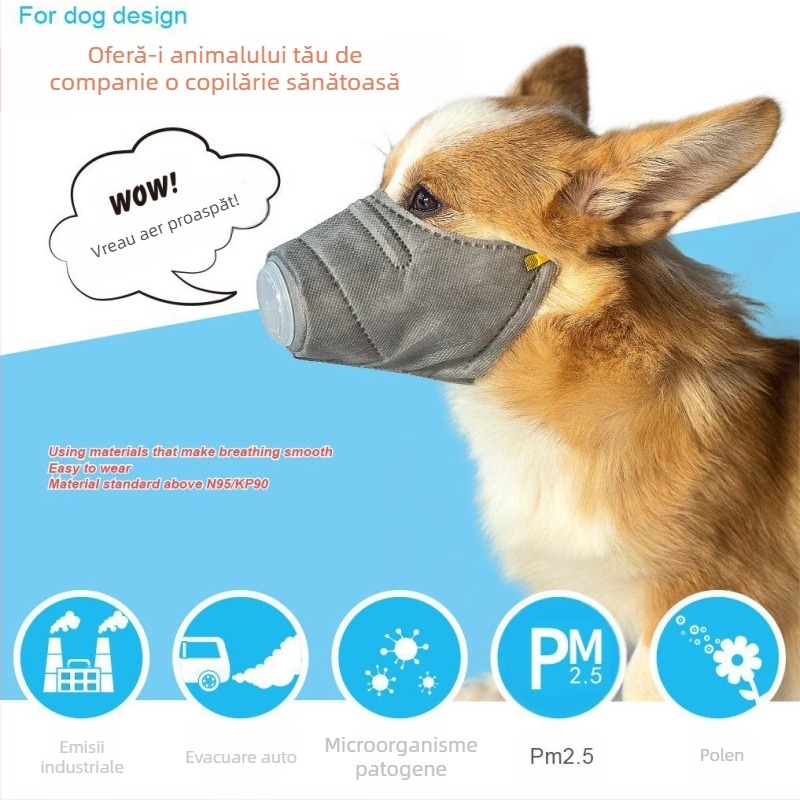 Mască pentru animale de companie, anti-ceață, poluare, rezistentă la praf, anti-lătrat, botniță pentru câini mari și mici, mască sănătoasă pentru călătorii zilnice, necesități zilnice