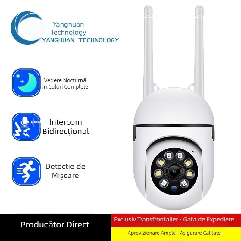 Cameră de securitate interfonică wireless A7, transfrontalieră, populară, cu vedere nocturnă automată la 360 de grade, cu telecomandă, pentru interior și exterior