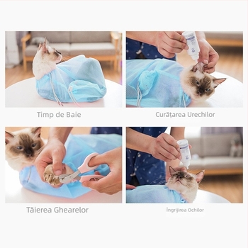 Sac de spălat multifuncțional Amazon pentru pisici, sac de baie anti-zgârieturi pentru pisici, sac de baie pentru tăierea unghiilor cu ace, sac de baie pentru animale de companie, consumabile pentru pisici