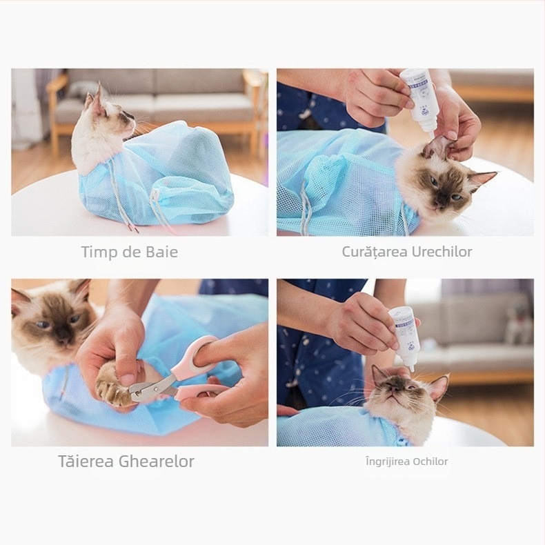 Sac de spălat multifuncțional Amazon pentru pisici, sac de baie anti-zgârieturi pentru pisici, sac de baie pentru tăierea unghiilor cu ace, sac de baie pentru animale de companie, consumabile pentru pisici