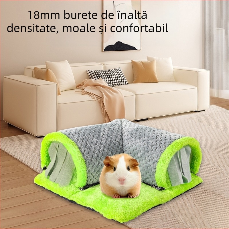 Cuib de bumbac transfrontalier pentru porc de Guineea, canal pentru animale de companie mici, iepure Totoro, veveriță, cuib de dormit cald, tunel de foraj pentru porc olandez